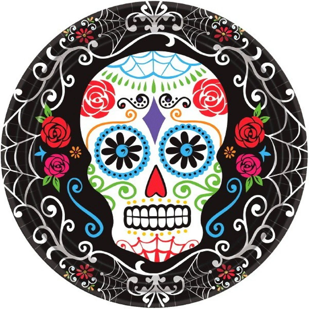 Day of The Dead Round Paper Plates 18 Pack