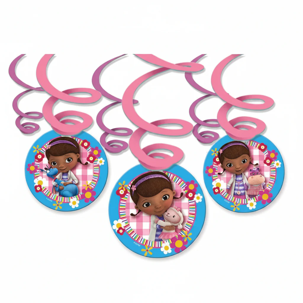 Disney Doc McStuffins Swirl Decorations 6 Pack - Party Supplies