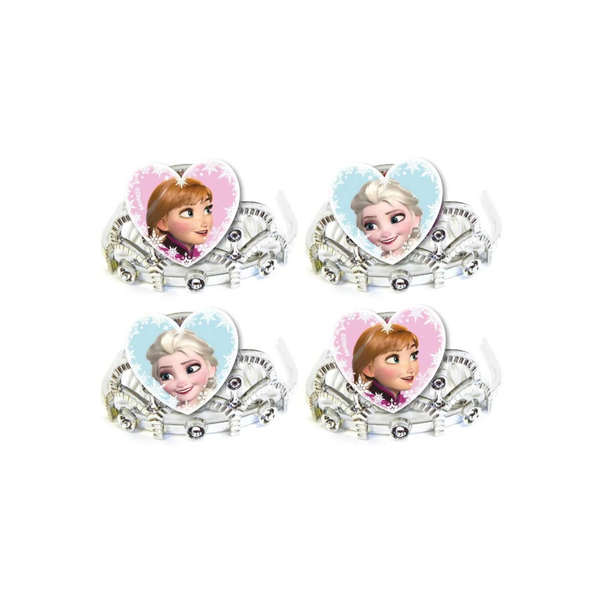 Disney Frozen 4 Tiaras Set – Silver with Elsa & Anna Images – Perfect for Parties