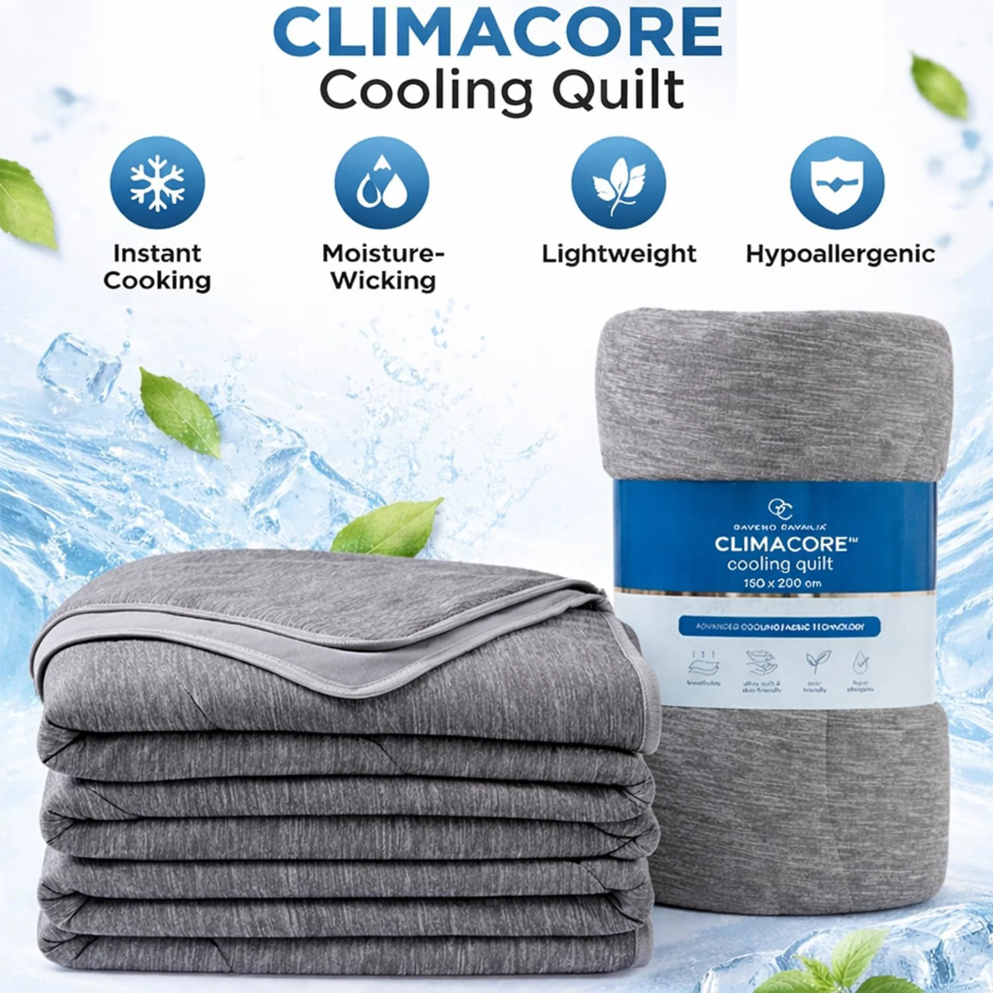 Double Cooling Quilt Charcoal (150x200cm) - Image 3
