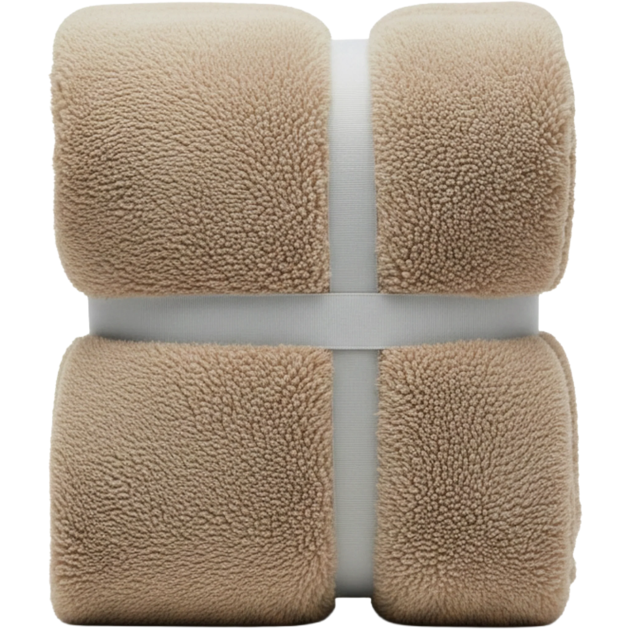 Ex MS (Major Store) Teddy Fleece Deep Fitted Sheet Natural Single 2 Pack - Image 3
