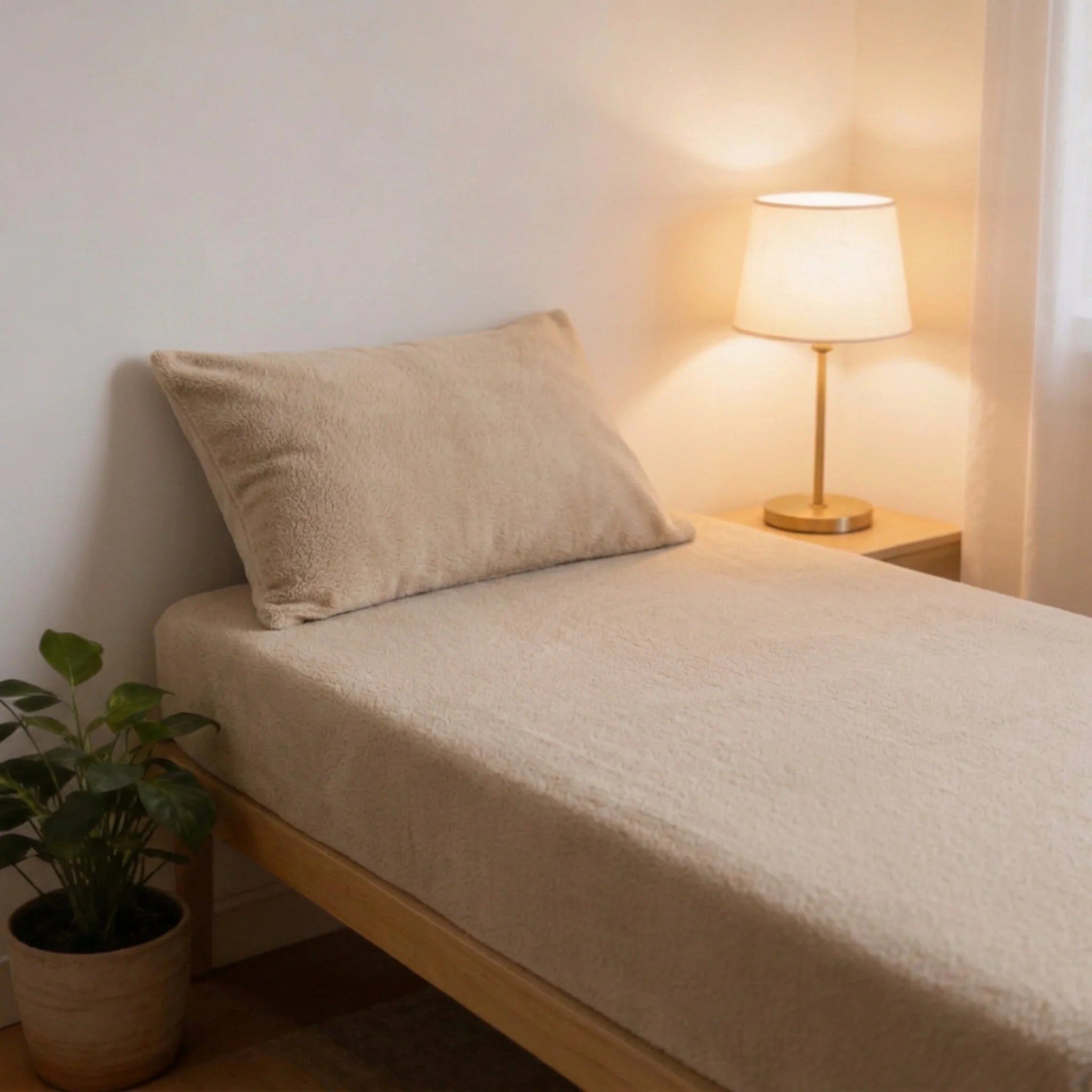 Ex MS (Major Store) Teddy Fleece Deep Fitted Sheet Natural Single 2 Pack - Image 4