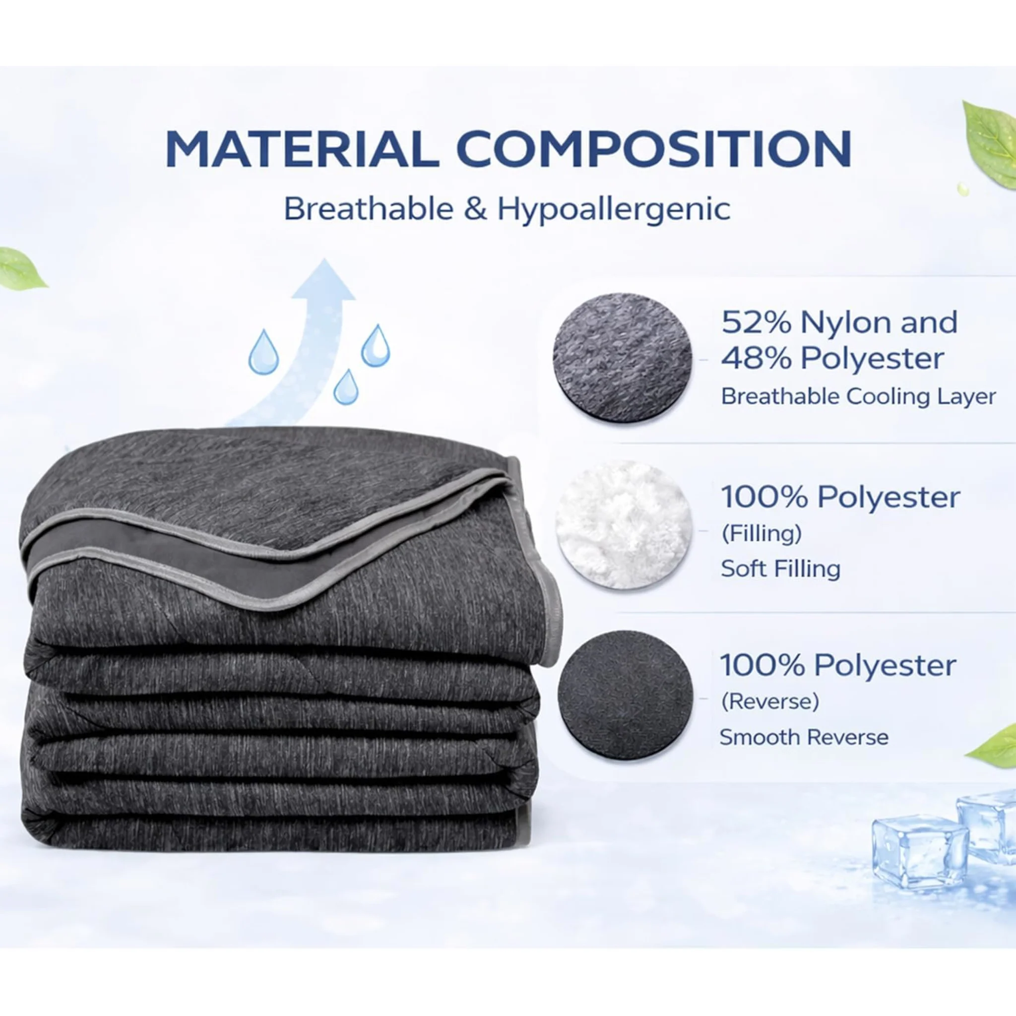 King Cooling Quilt Charcoal (200x220cm) - Image 4