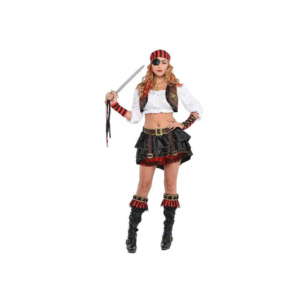 Ladies Caribbean Pirate Swashbuckler Fancy Dress Costume Adult