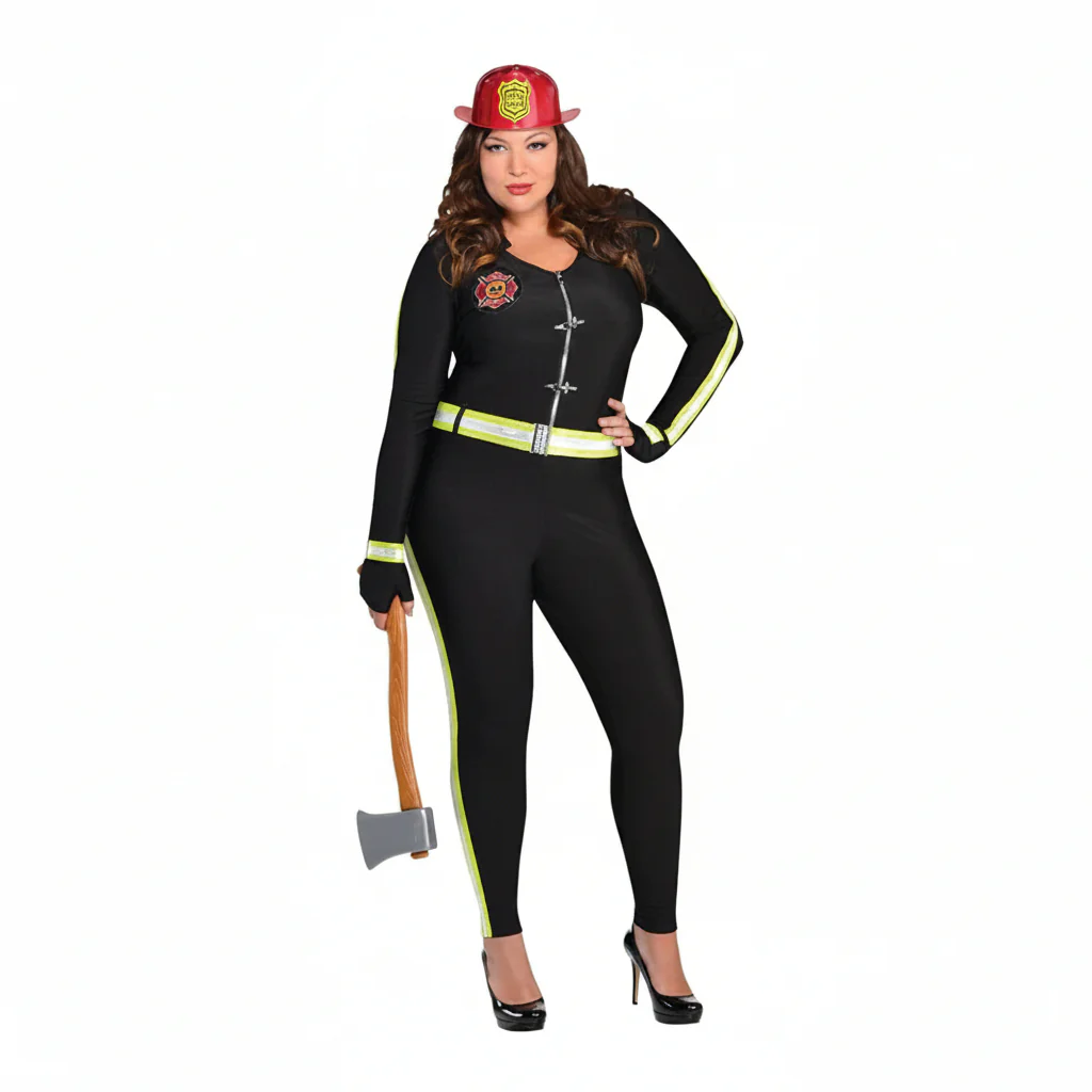Ladies Firefighter Costume Plus Size UK 18-20 Adult Fancy Dress Outfit Halloween