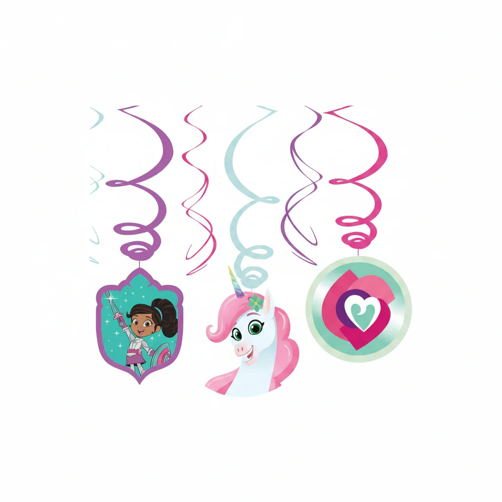 Nickelodeon Nella The Princess Knight 6 Colorful Swirl Decorations