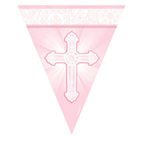 Pink Radiant Cross Pennant Banner