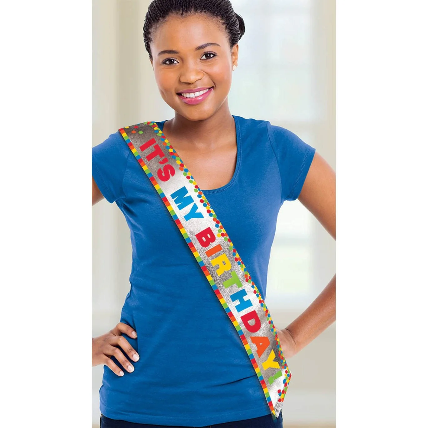 Rainbow Happy Birthday Sash Foil 60in