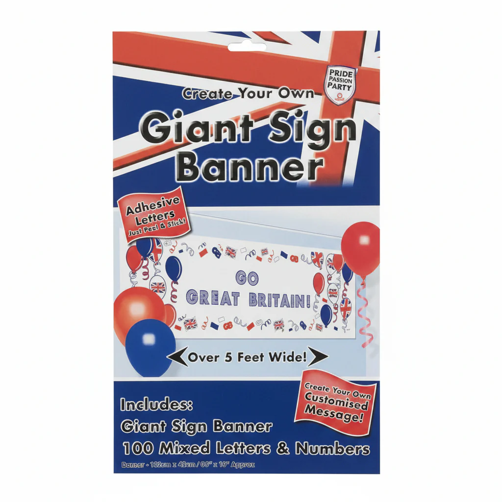 Union Jack Create Your Own Giant Sign Banner Set with Adhesive Letters & Numbers