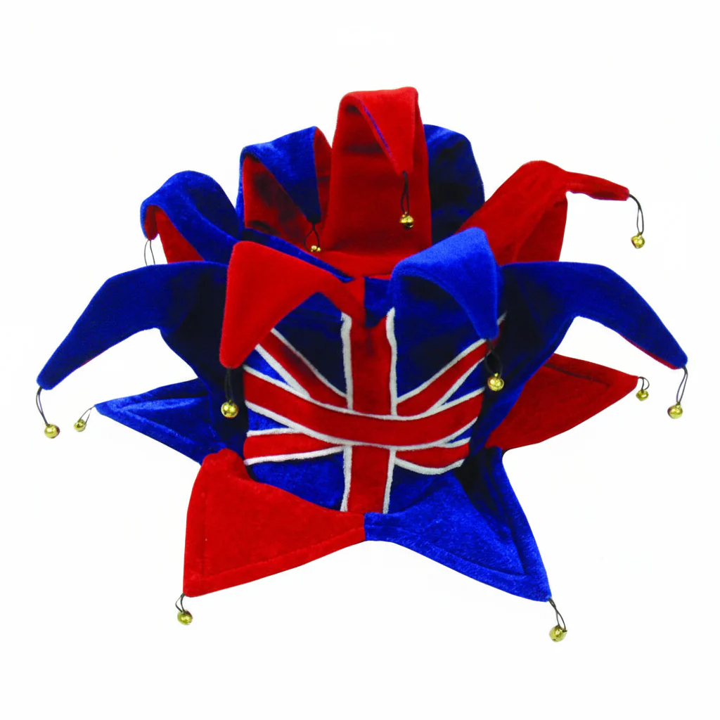 Union Jack Jester Hat Red White Blue | Felt Fancy Dress | One Size UK