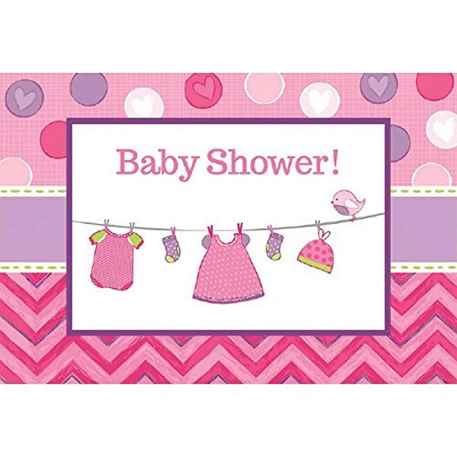 With Love Girl Baby Shower Postcard Invitations 8pk